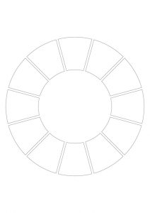Circulo cromatico 12 colores plantilla descargable