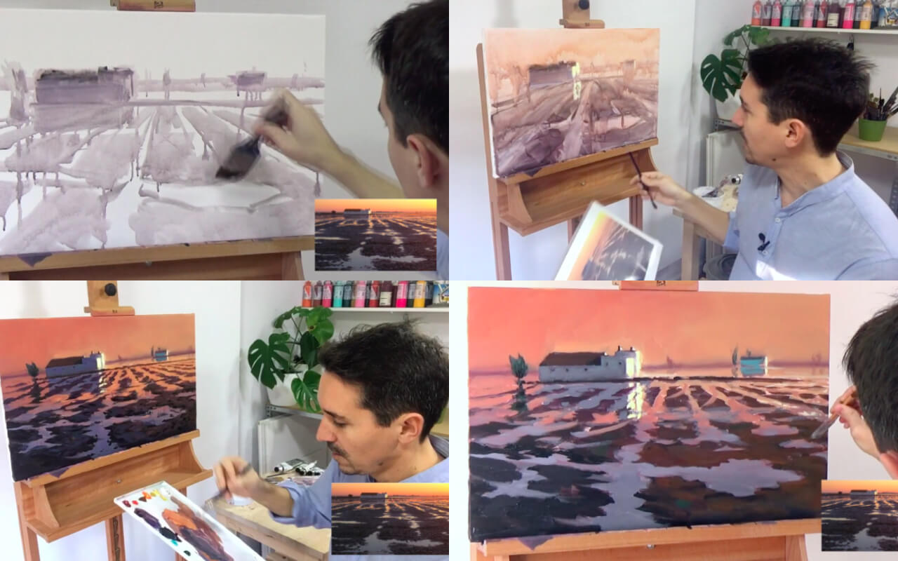 curso de pintura acrilica inicacion paisaje capturas