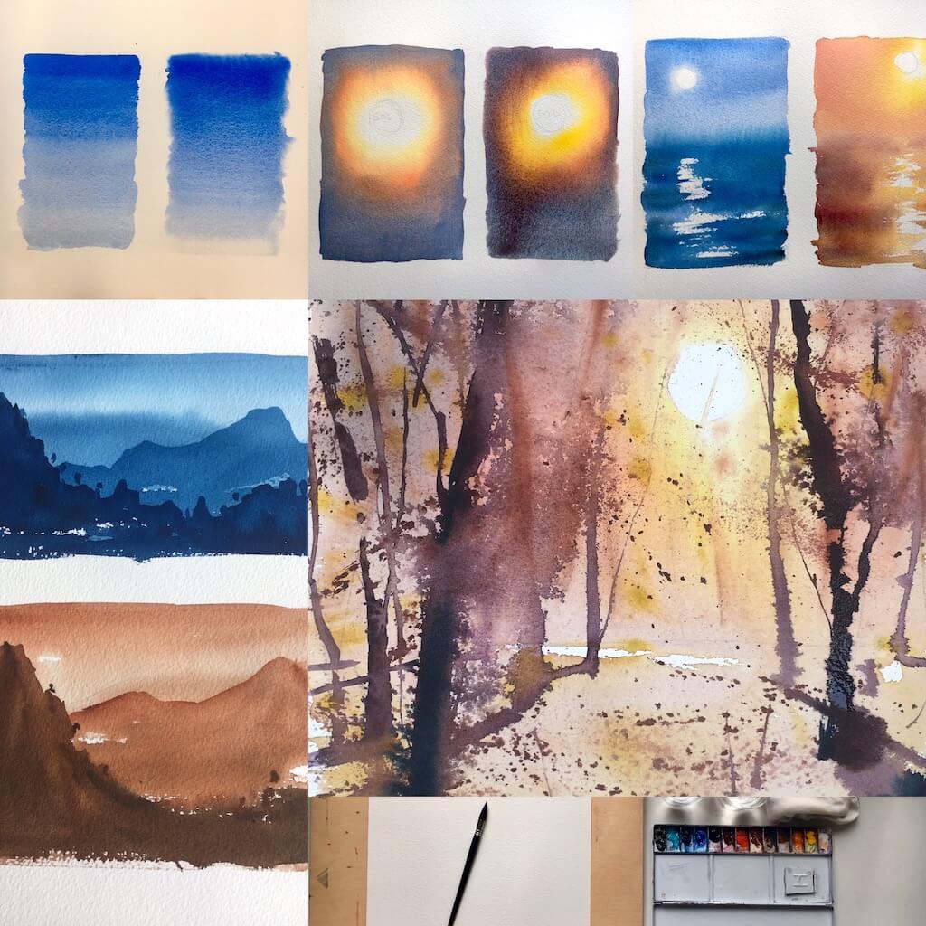 Curso Básico para aprender a pintar con Acuarela: Los 5 Primeros ejercicios