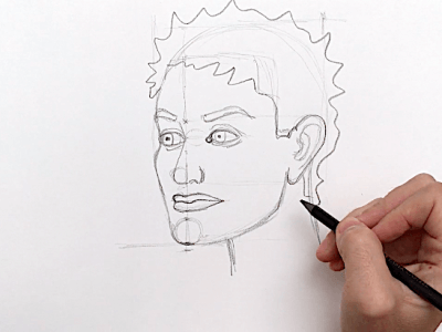 Dibujo del rostro en posición tres cuartos
