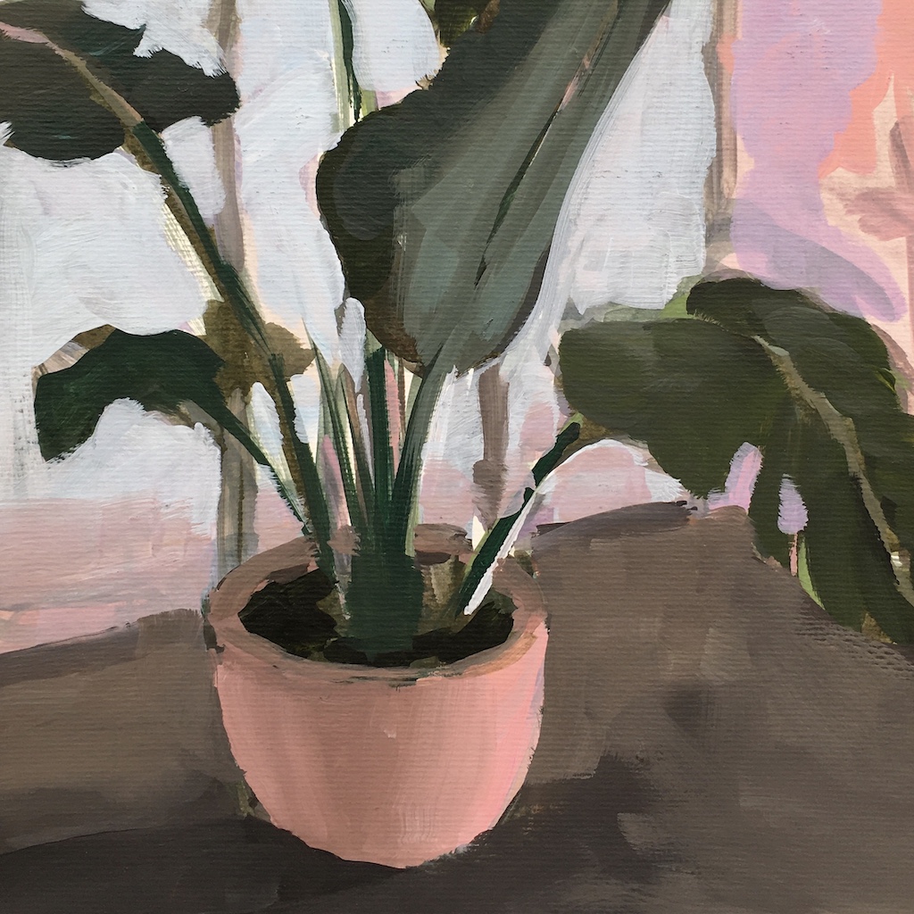 Pintura de una planta en un espacio interior