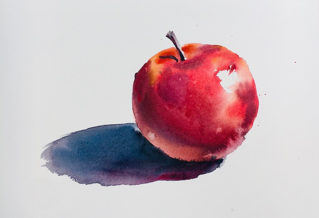 Como pintar una Manzana a la Acuarela paso a paso