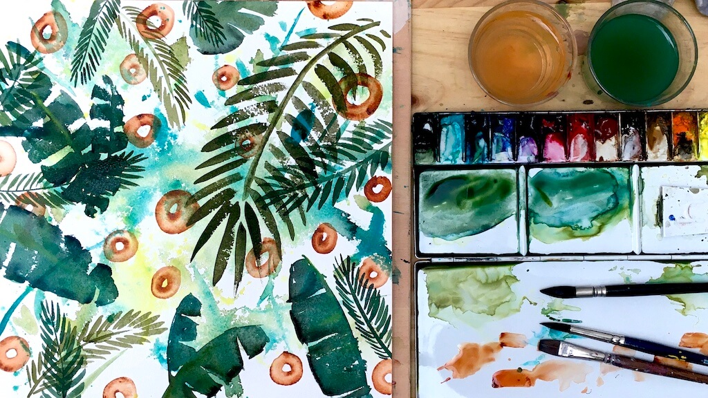 Cómo pintar plantas a la Acuarela: Acuarela de la Selva