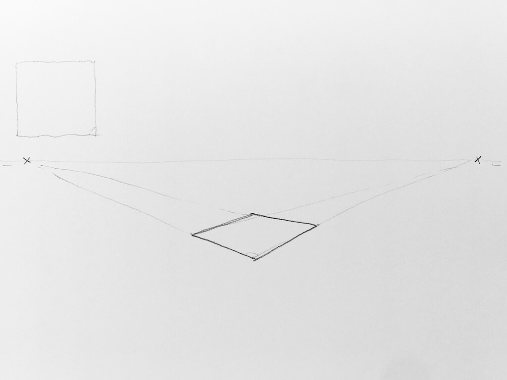 Dibujo de un Cuadrado en Perspectiva Cónica Oblicua