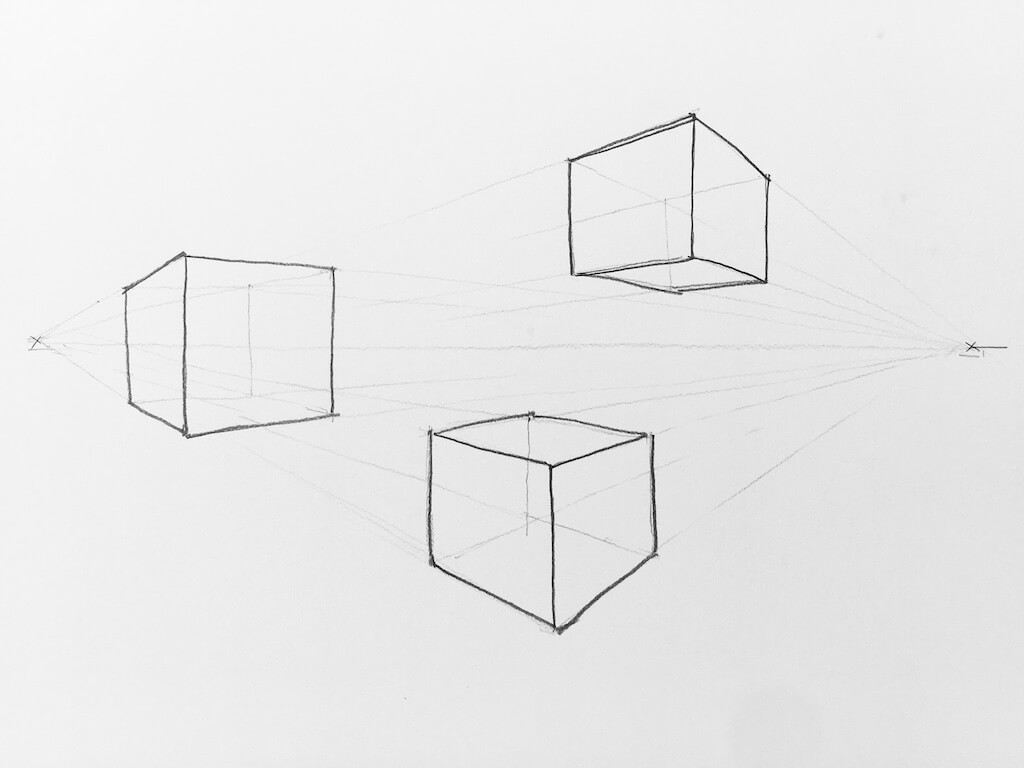 Cómo dibujar un cubo en perspectiva cónica oblicua
