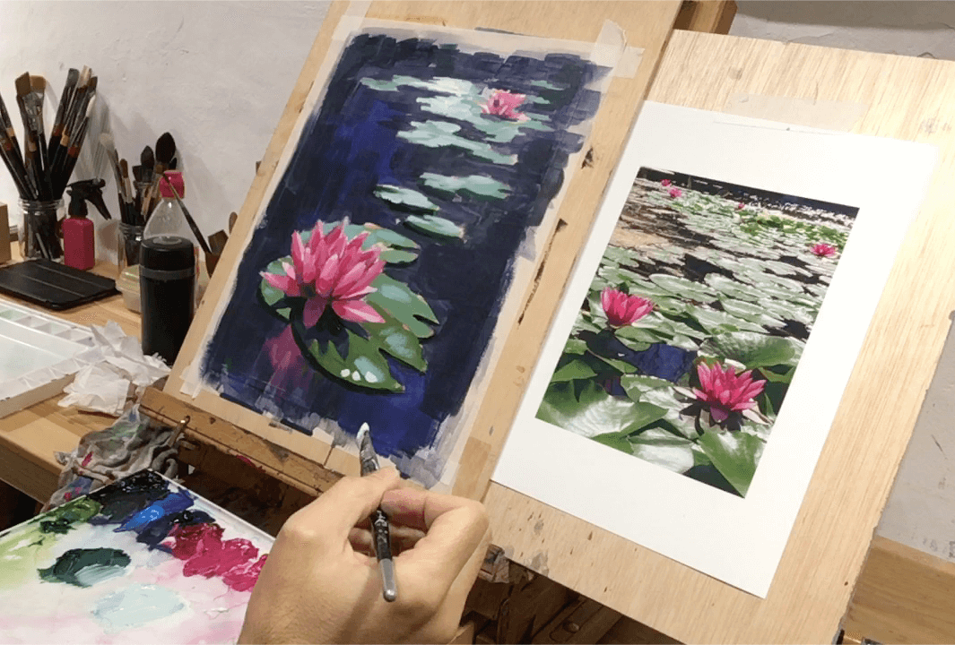 Cómo pintar nenúfares al acrílico-óleo