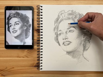 Dibujo de Retrato de Mujer de Andrew Loomis. Ejercicio