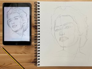Dibujo de un Retrato de Mujer de Andrew Loomis. 1. Encaje