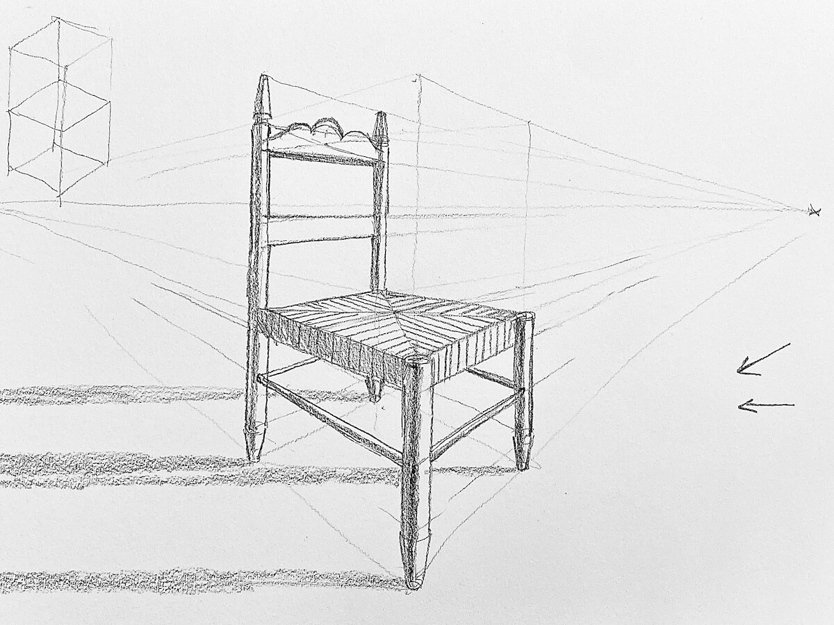 Cómo dibujar una silla en perspectiva cónica  a mano alzada