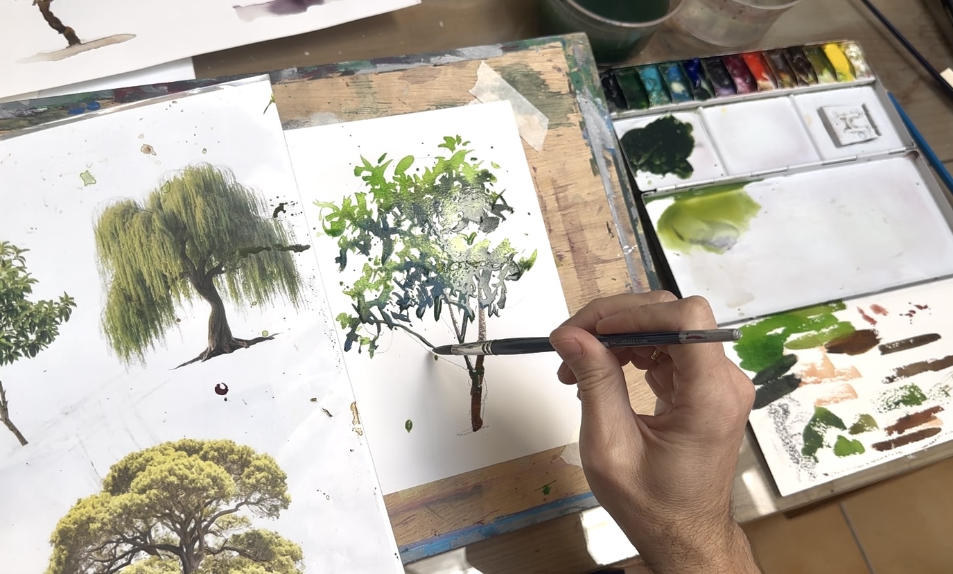 Como pintar árboles con acuarela. 1 El Naranjo